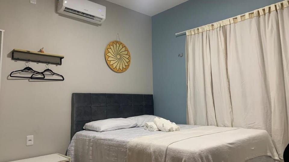 Bed, Photo of the whole room, Bedroom, towels, air conditioner