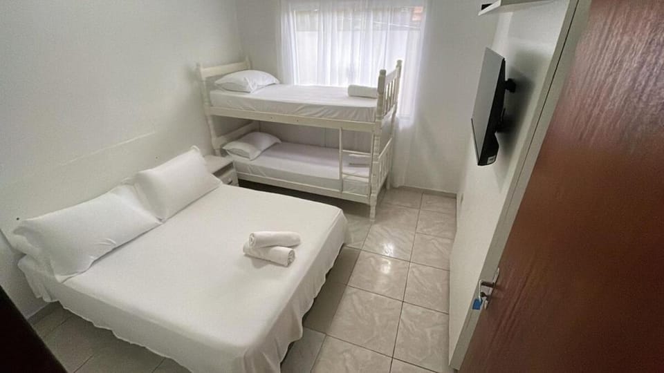 Bed, TV and multimedia, Bedroom, bunk bed, towels, wardrobe