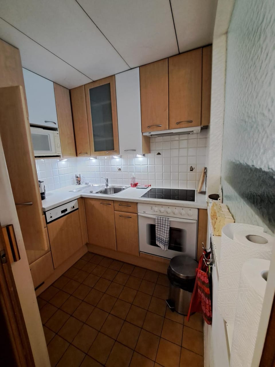 Kitchen or kitchenette, dishwasher, oven, stove