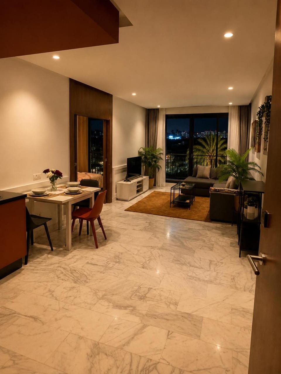 B-Living Oasis - Sunny 1BR, Palm Views, Balcony Apartment in Casablanca