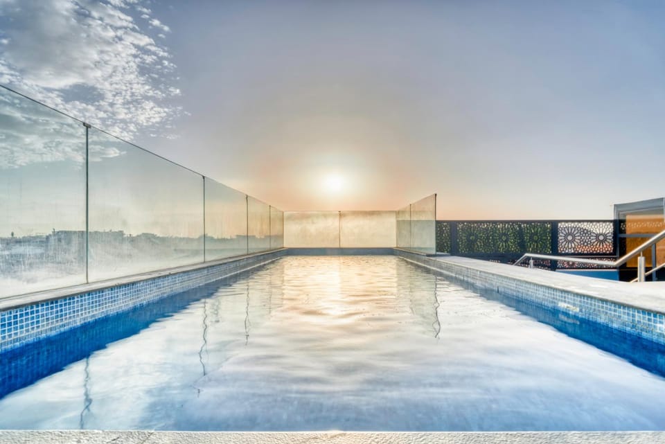 Pool view, Swimming pool, Sunset