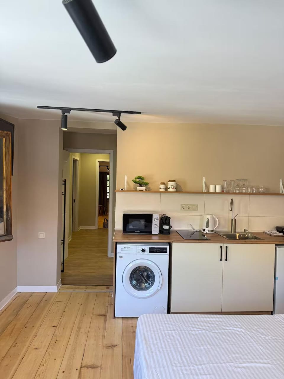 Kitchen or kitchenette, washing machine