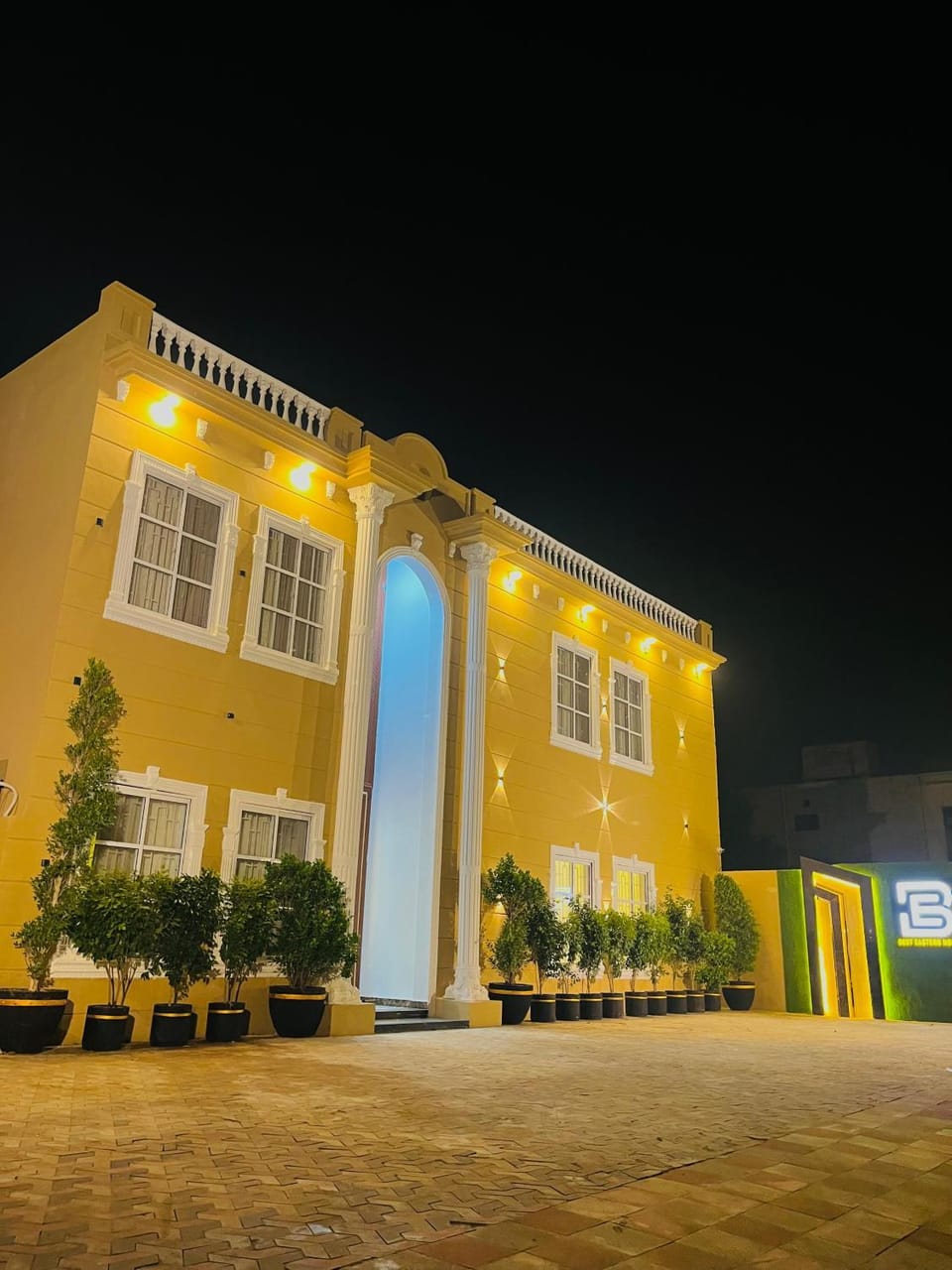 Property building, Night, Parking
