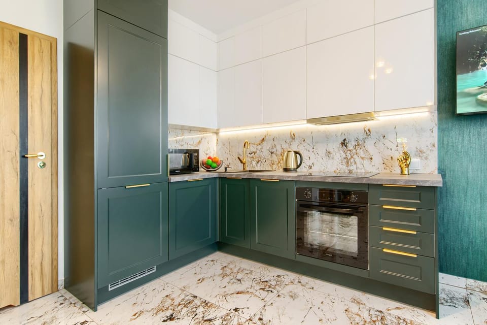 Kitchen or kitchenette, stove, wardrobe