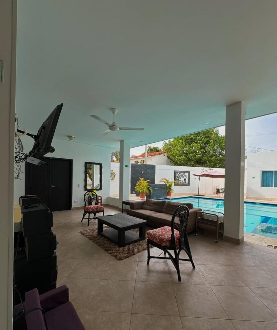 Living room, Pool view