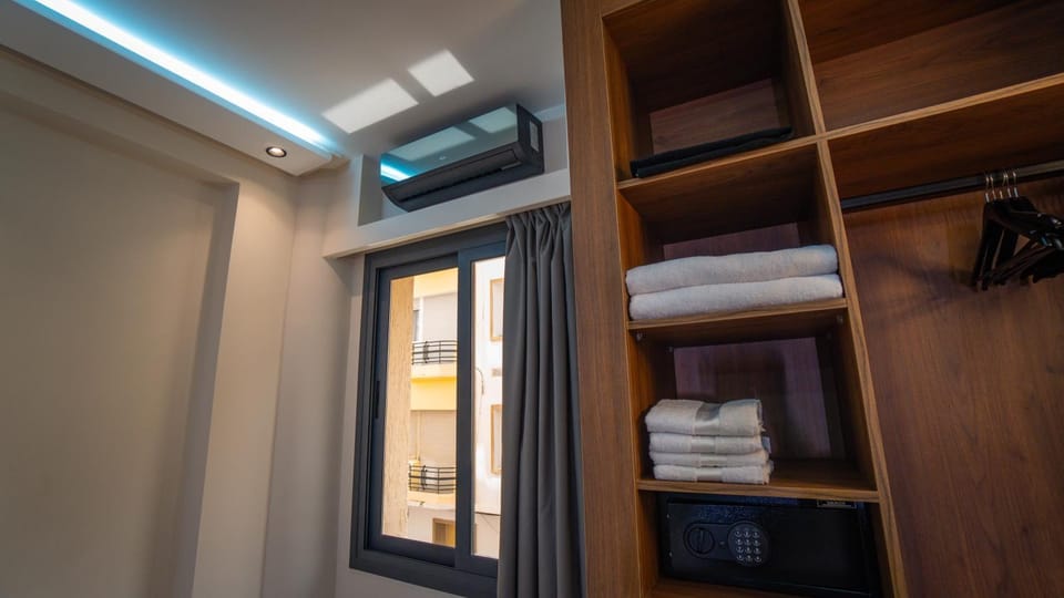 towels, wardrobe, air conditioner