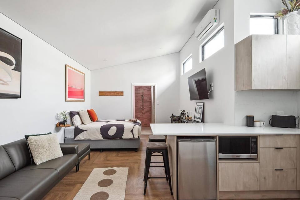 Living room, microwave, oven