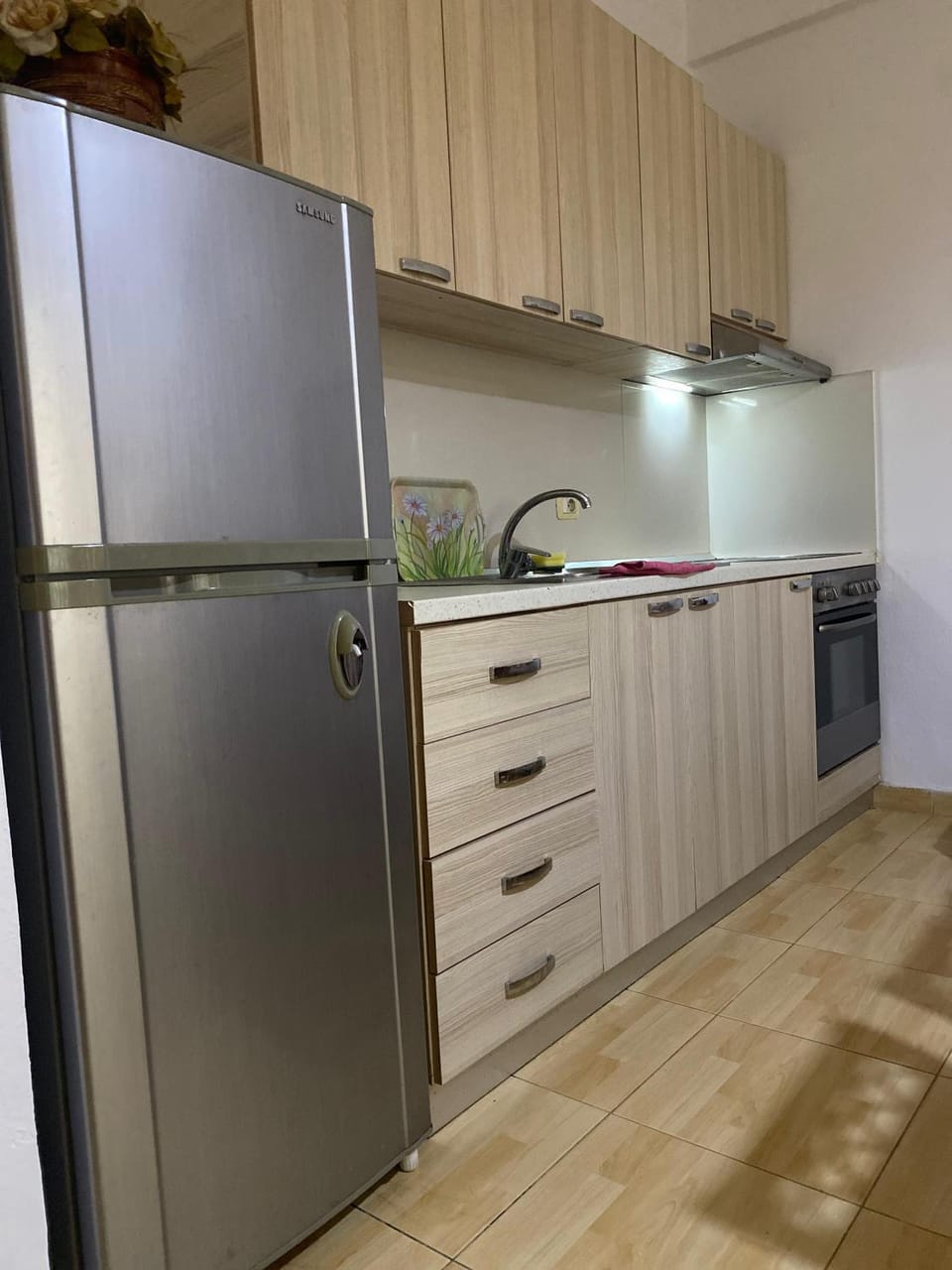 Kitchen or kitchenette, dishwasher, stove