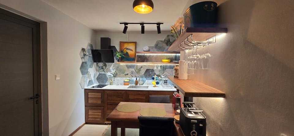 Kitchen or kitchenette, minibar