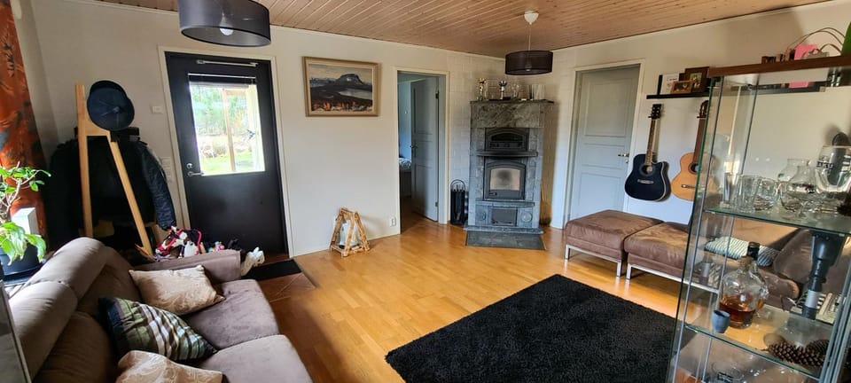 Seating area, fireplace