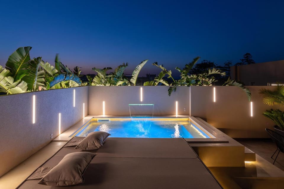 Patio, Night, Pool view, Swimming pool