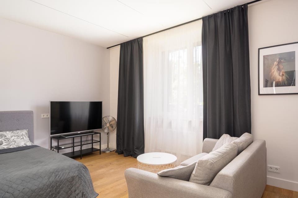 Bed, TV and multimedia, Living room, Photo of the whole room, Seating area, Evening entertainment, Bedroom