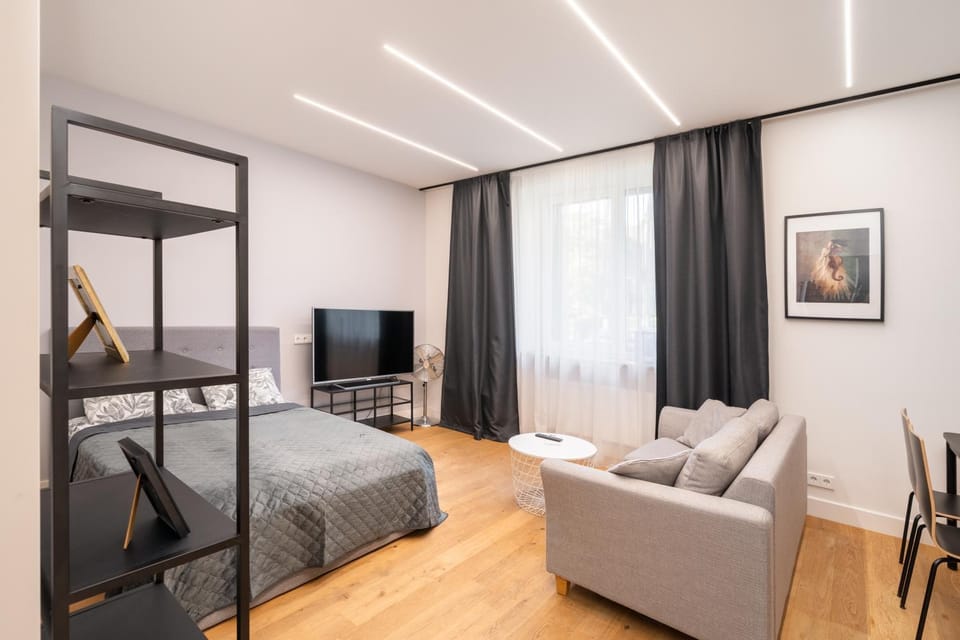 Bed, TV and multimedia, Living room, Photo of the whole room, Seating area, Evening entertainment, Bedroom