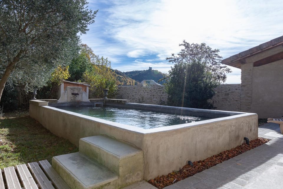 Property building, Living room, Swimming pool