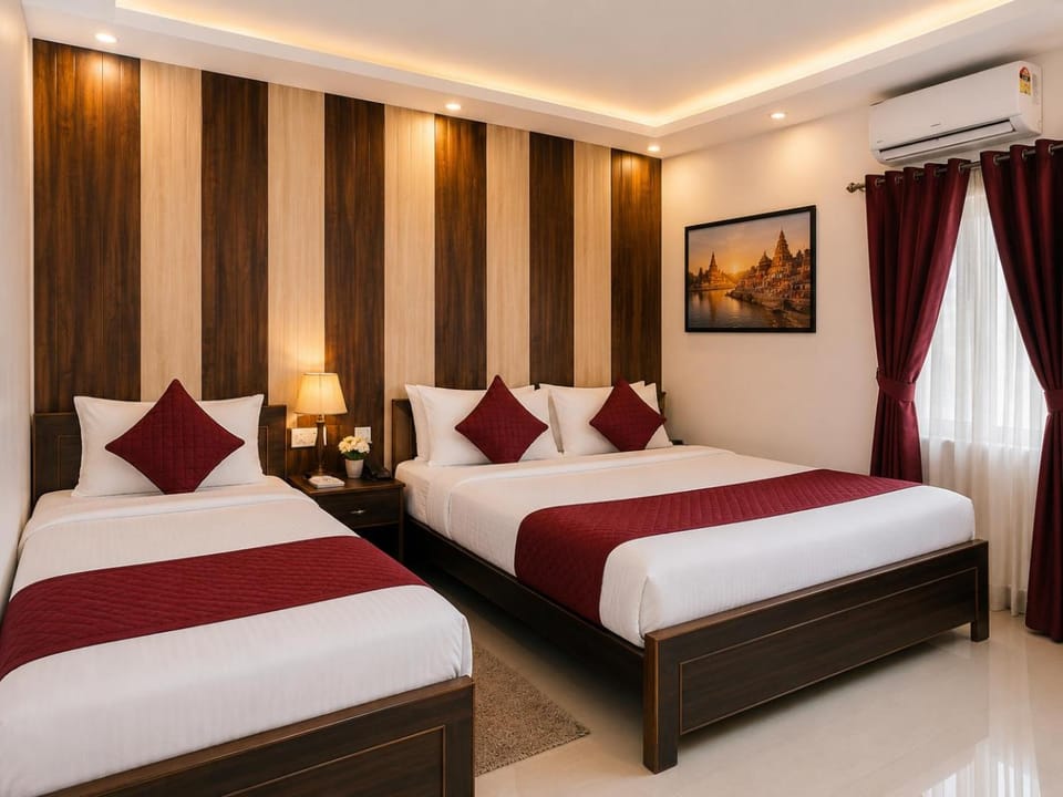 Bed, Photo of the whole room, Bedroom, air conditioner