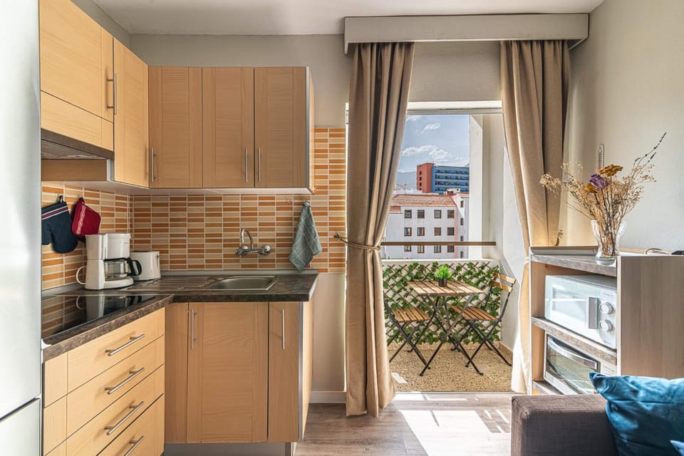 Kitchen or kitchenette, stove