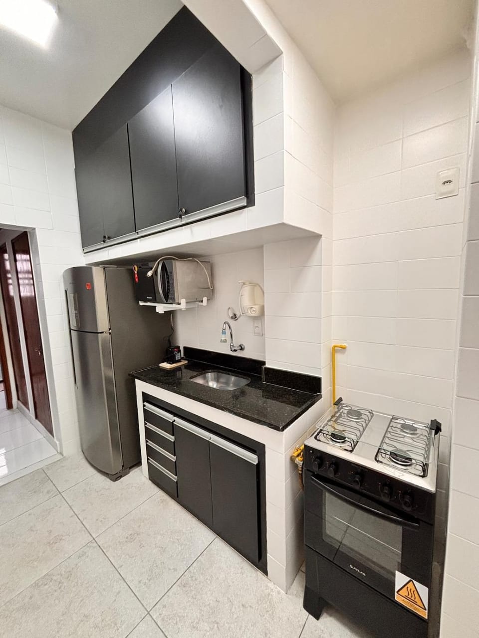 Kitchen or kitchenette, stove