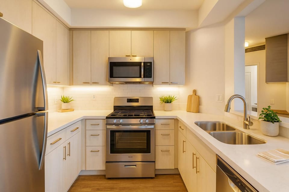 Kitchen or kitchenette, dishwasher
