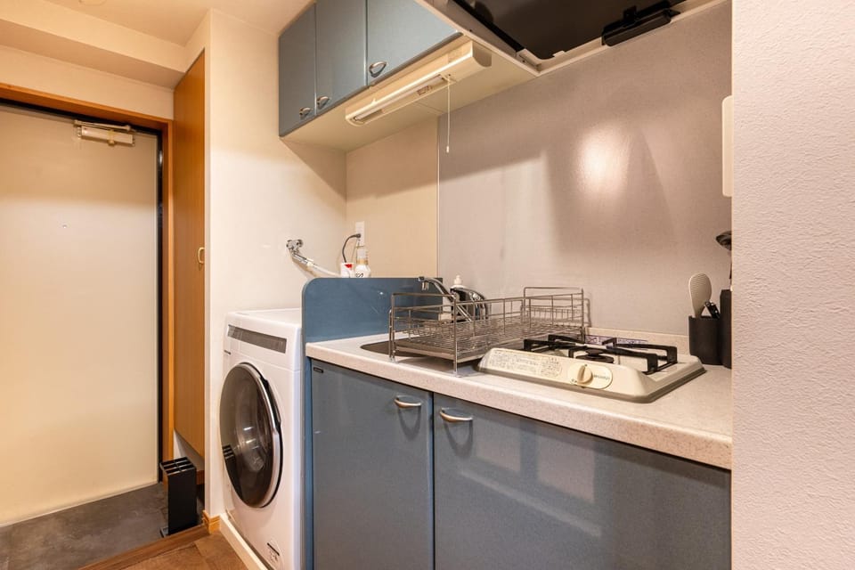 Kitchen or kitchenette, washing machine