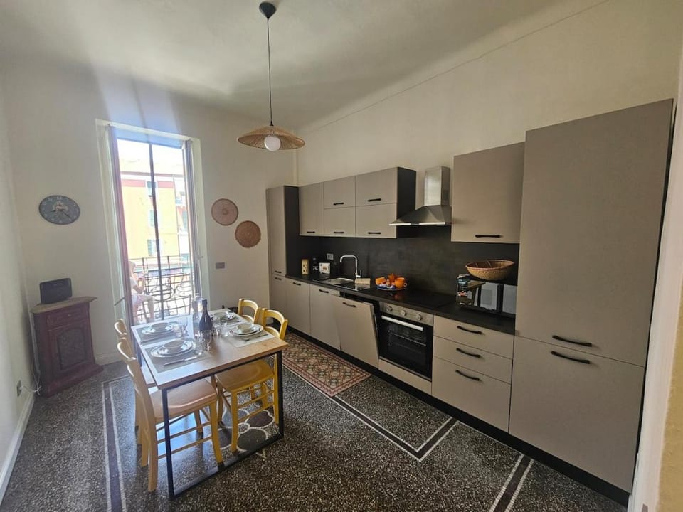 Dining area, dishwasher, oven, stove