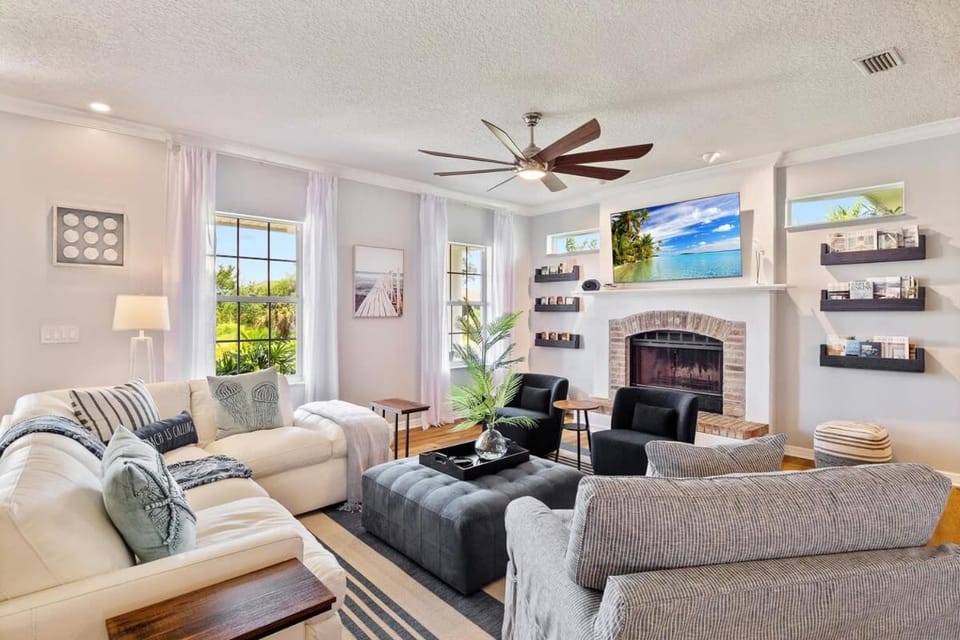 Romantic Beach Home with Heated Pool Golf Cart House in Palm Coast