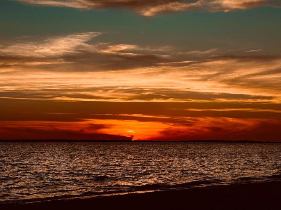 Beach, Sea view, Sunset