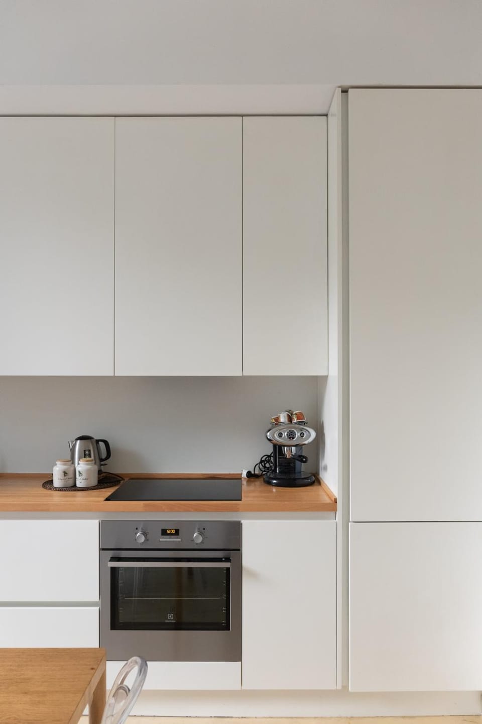 Kitchen or kitchenette, stove