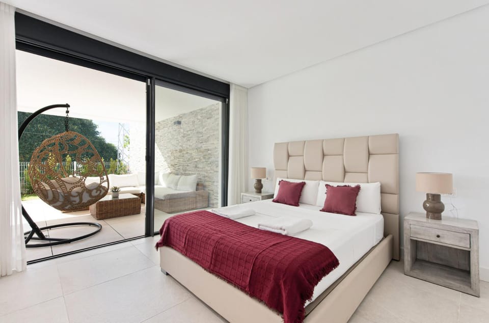 Patio, Bed, Photo of the whole room, Seating area, Bedroom