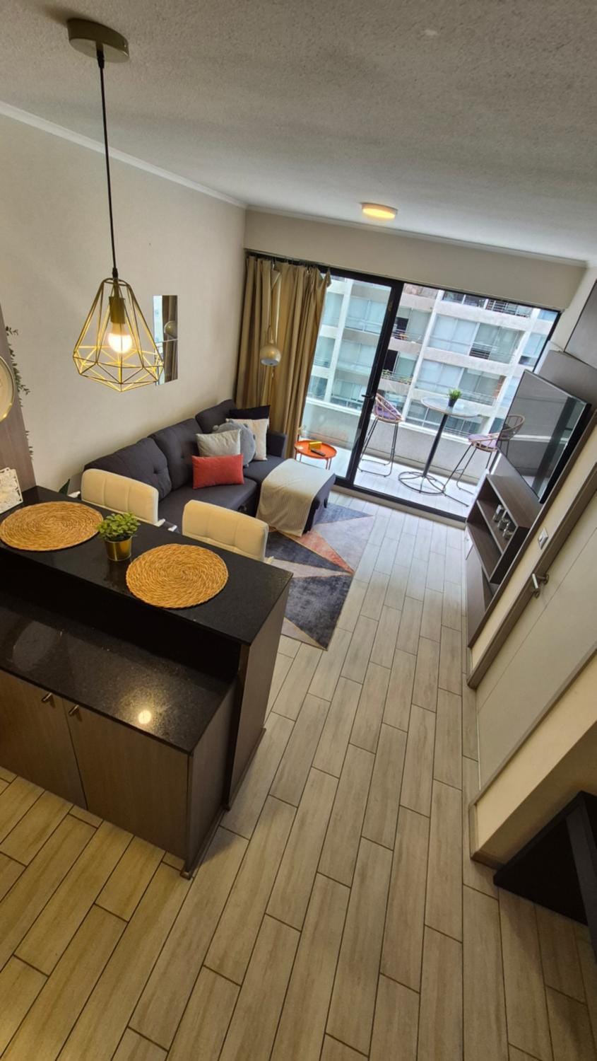 Living room, kitchen