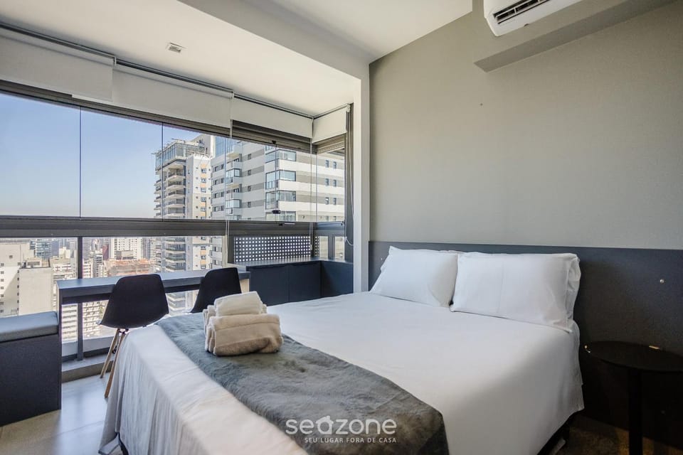 Bed, City view