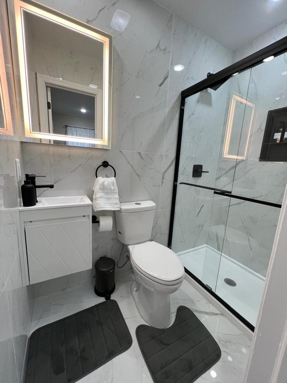 Shower, Toilet, Bathroom, towels