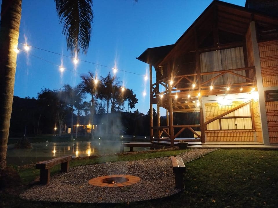 Property building, Patio, Night, Natural landscape, Garden view