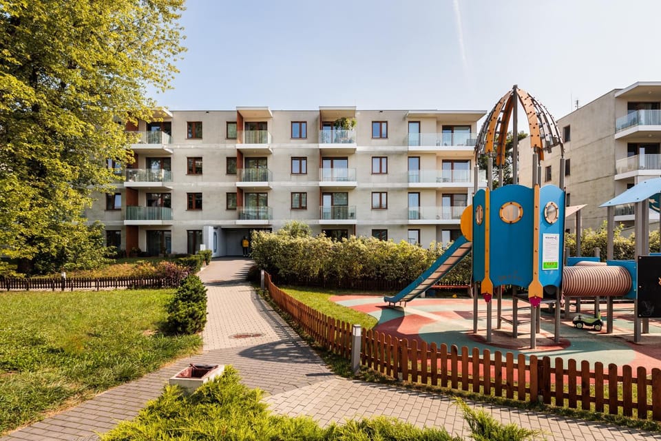 Property building, Children play ground, Garden view