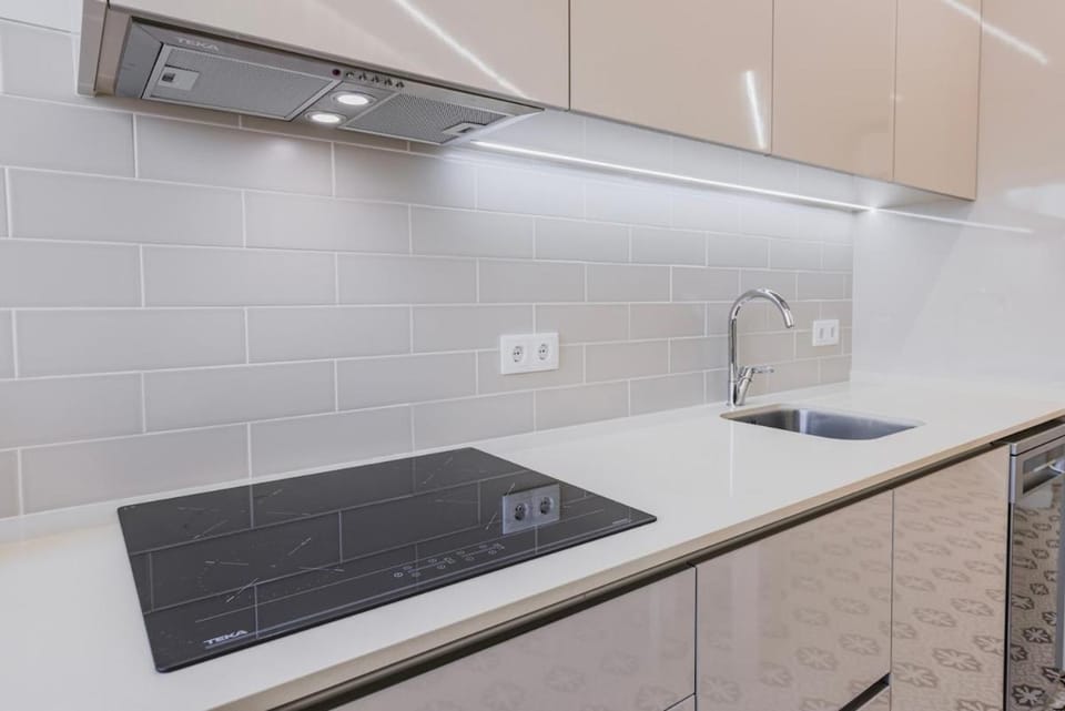 Kitchen or kitchenette, stove