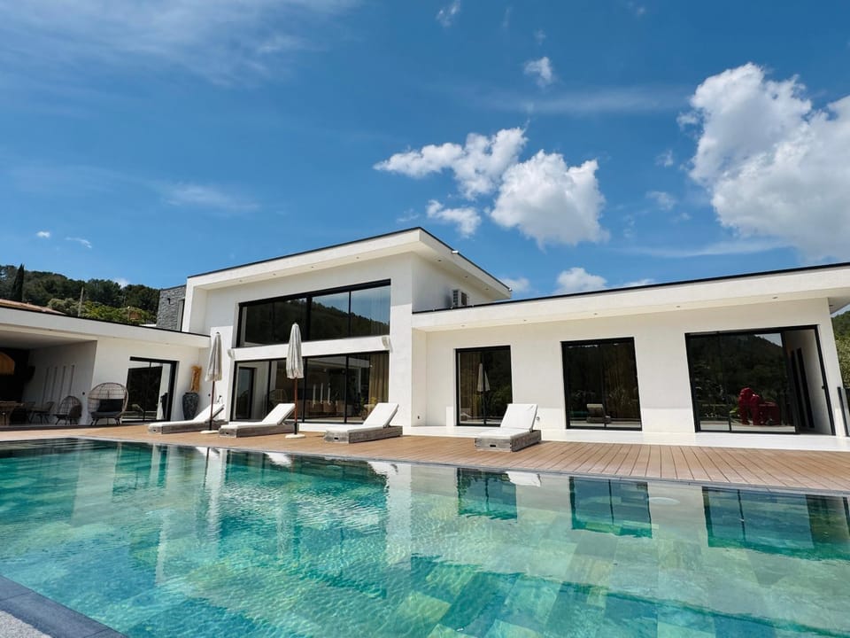 Property building, Living room, Swimming pool
