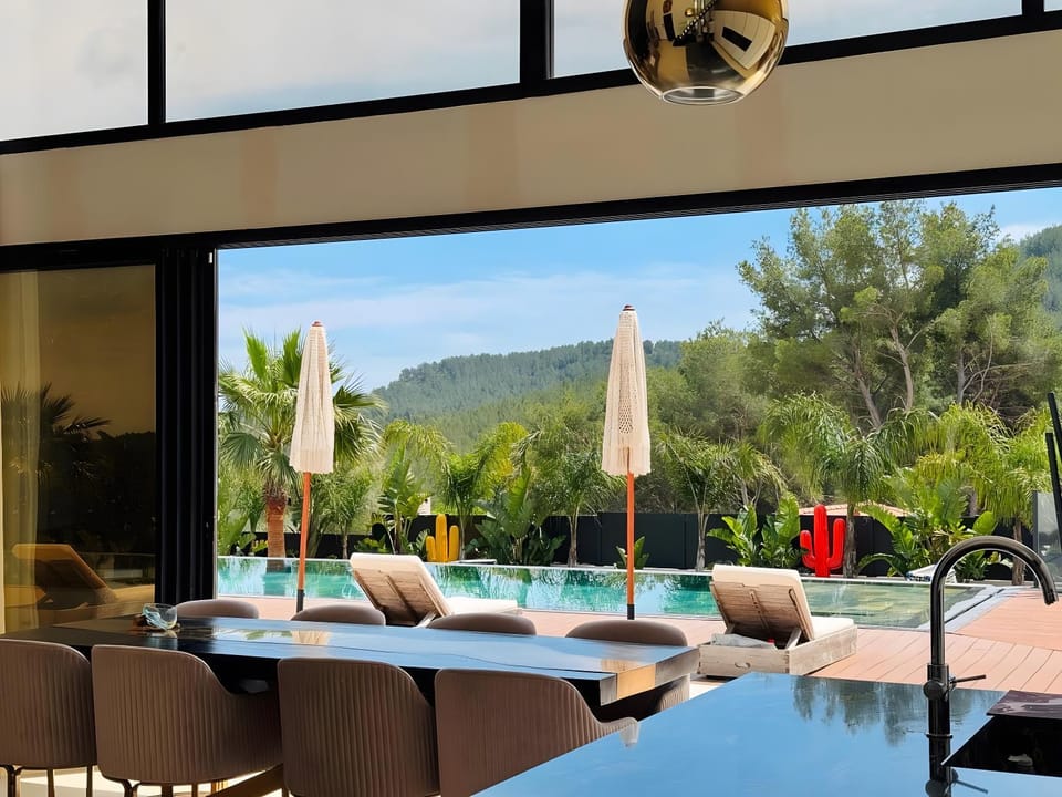 Property building, Living room, Swimming pool