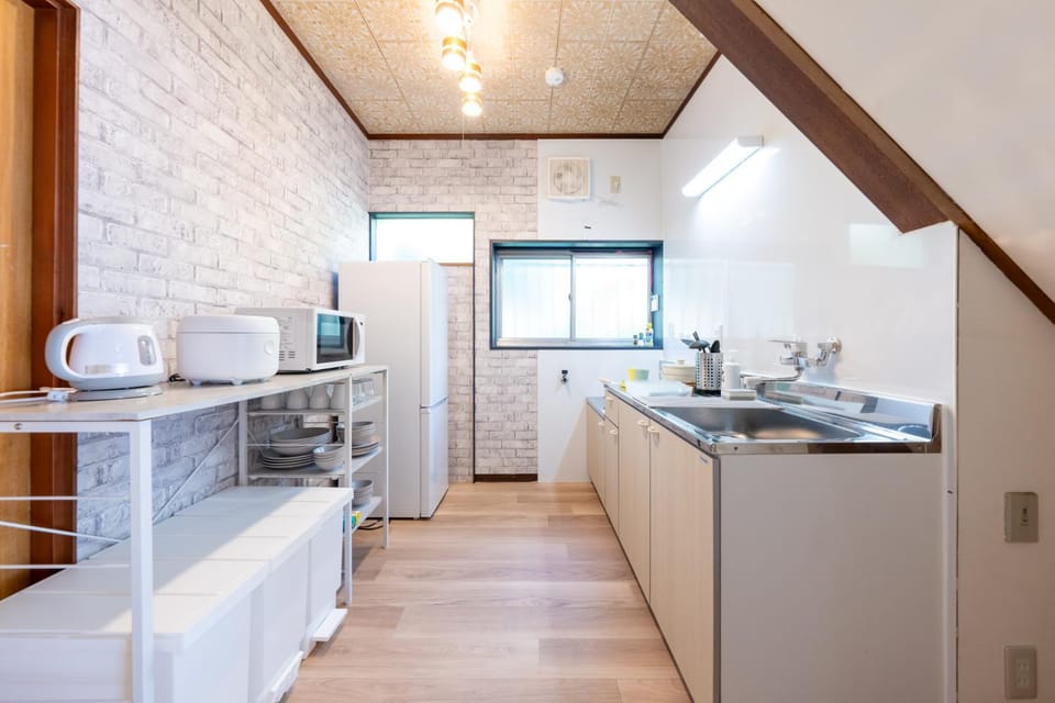 Kitchen or kitchenette, microwave