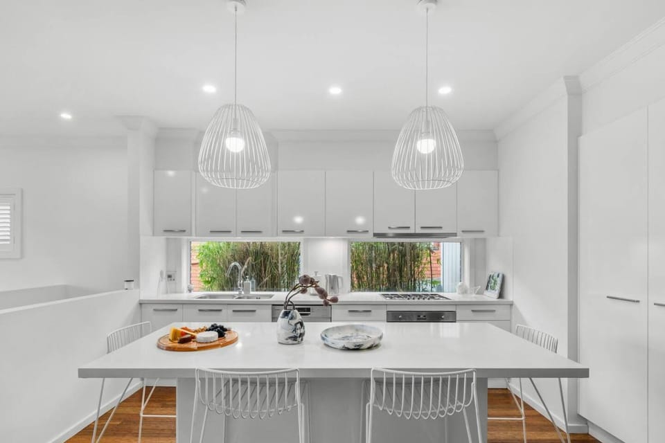 Kitchen or kitchenette, stove