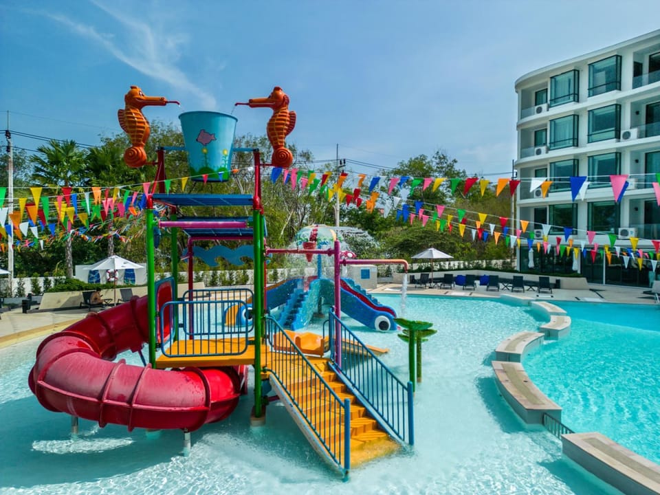 Children play ground, Aqua park, Pool view, Swimming pool