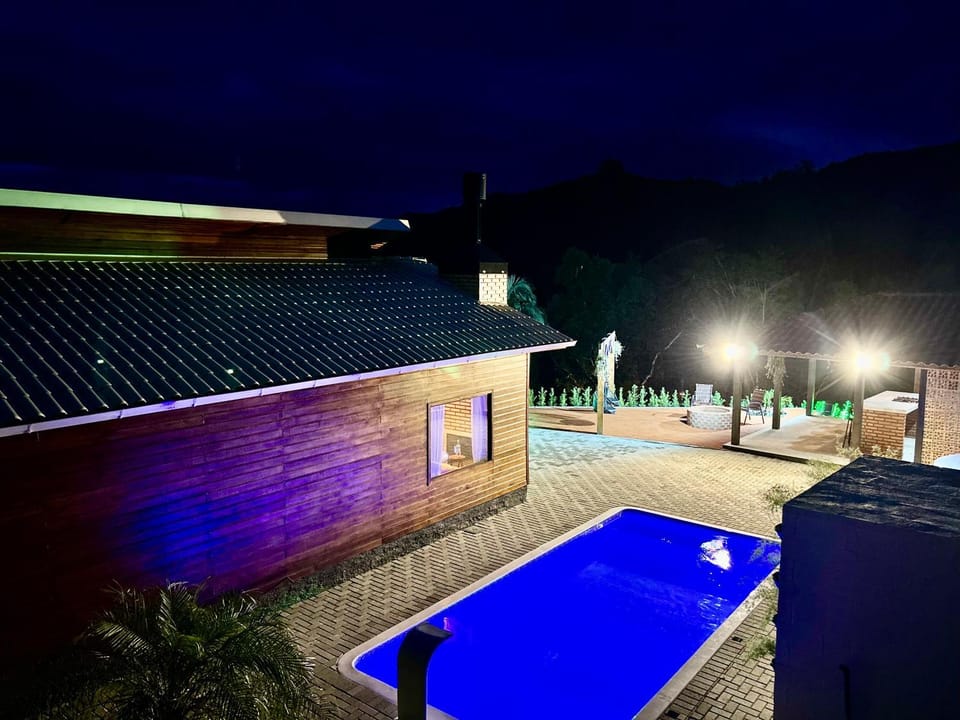 Night, Pool view, Swimming pool, Swimming pool