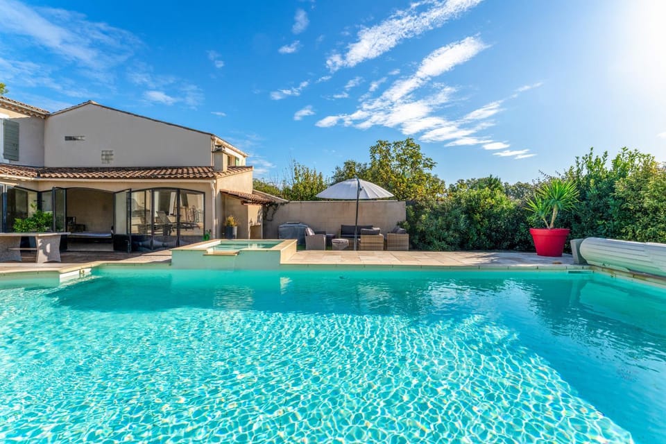 Property building, Living room, Swimming pool