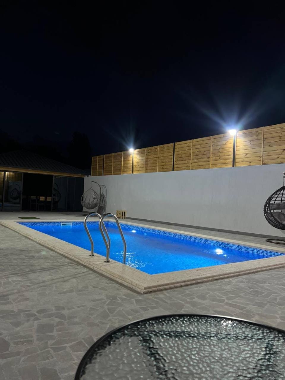 Night, Pool view, Swimming pool