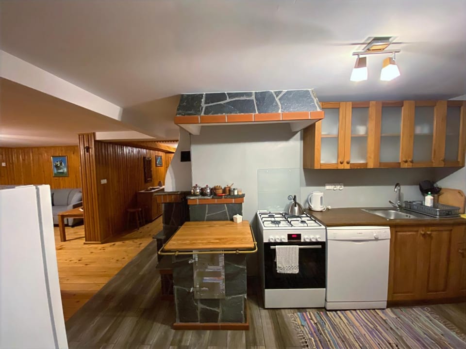 Kitchen or kitchenette, dishwasher, oven, stove, toaster