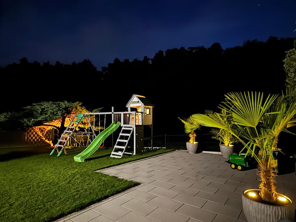 Night, Children play ground, Garden, Evening entertainment, Garden view