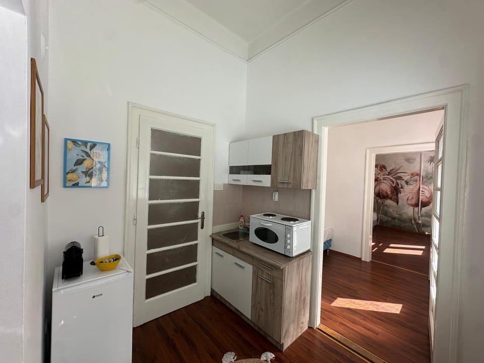 Kitchen or kitchenette, oven, stove