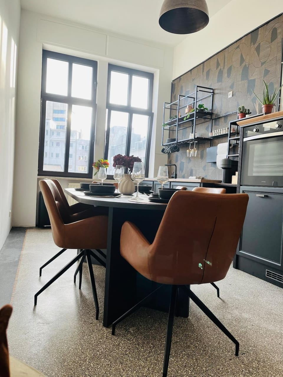 Kitchen or kitchenette, Seating area, Dining area, dishwasher, oven, stove