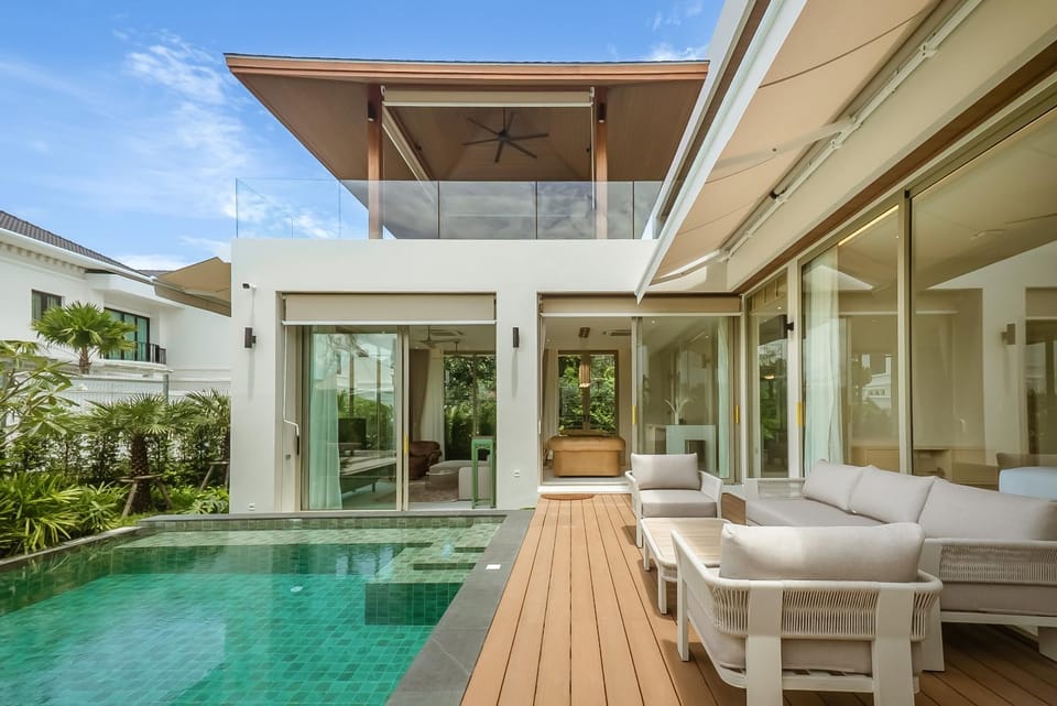 Property building, Garden, Seating area, Swimming pool