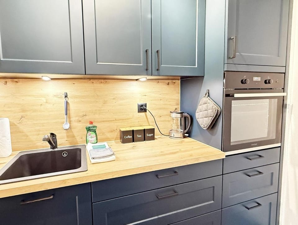 Kitchen or kitchenette, oven, toaster