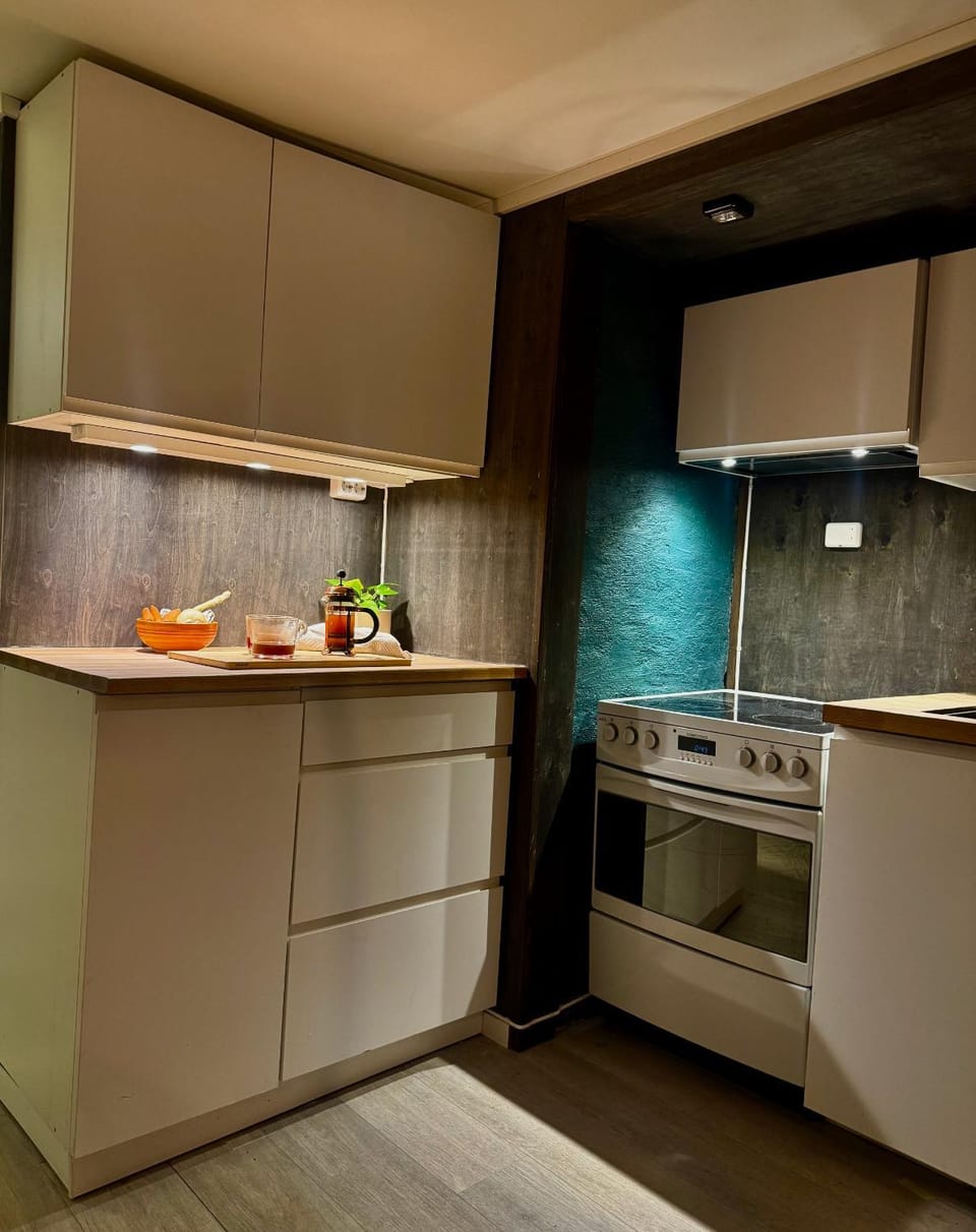 Kitchen or kitchenette, oven, stove