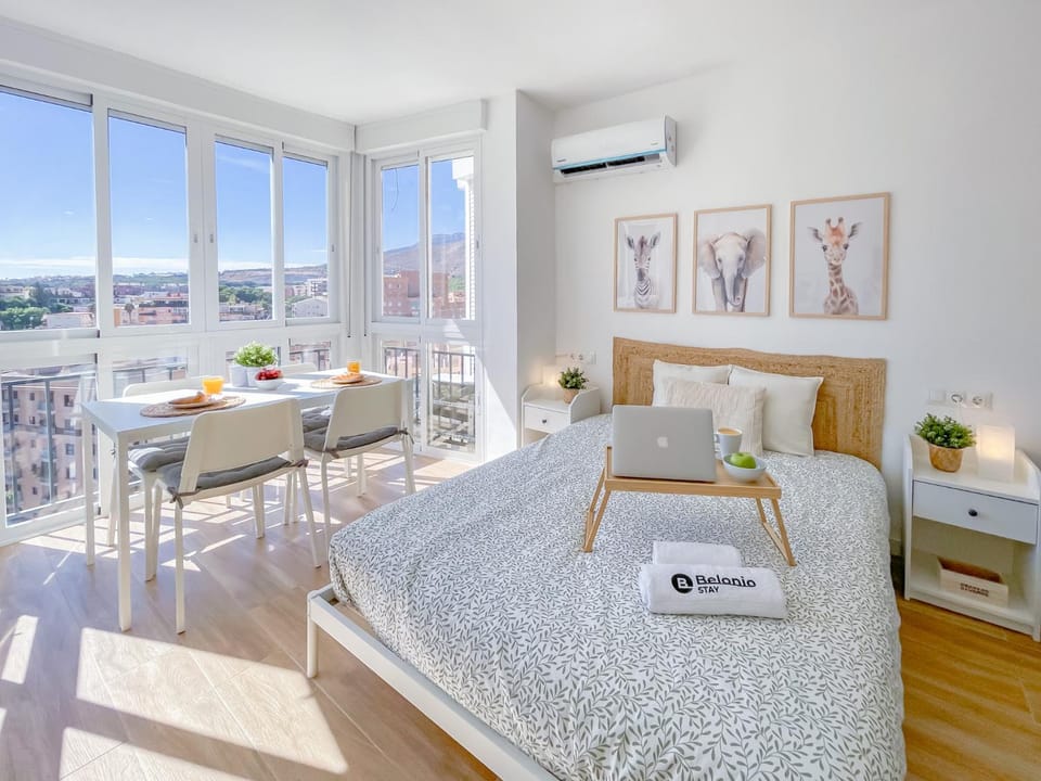Bed, View (from property/room), Balcony/Terrace, Bedroom, City view, Sunrise, air conditioner, air conditioner